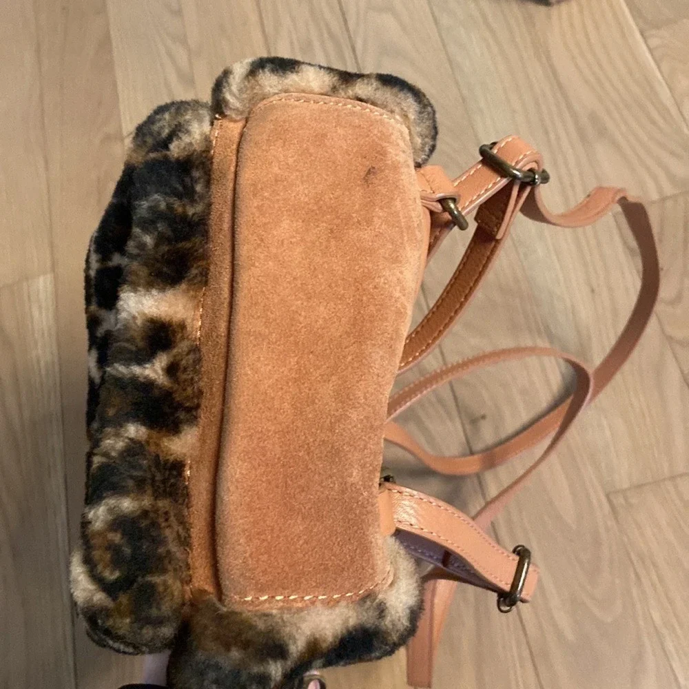 UGG Leopard Faux Fur Mini Backpack in Chestnut/Tan